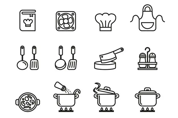 مجموعه آیکن های ظروف و ابزار آشپزخانه 2 - طرح پلاس